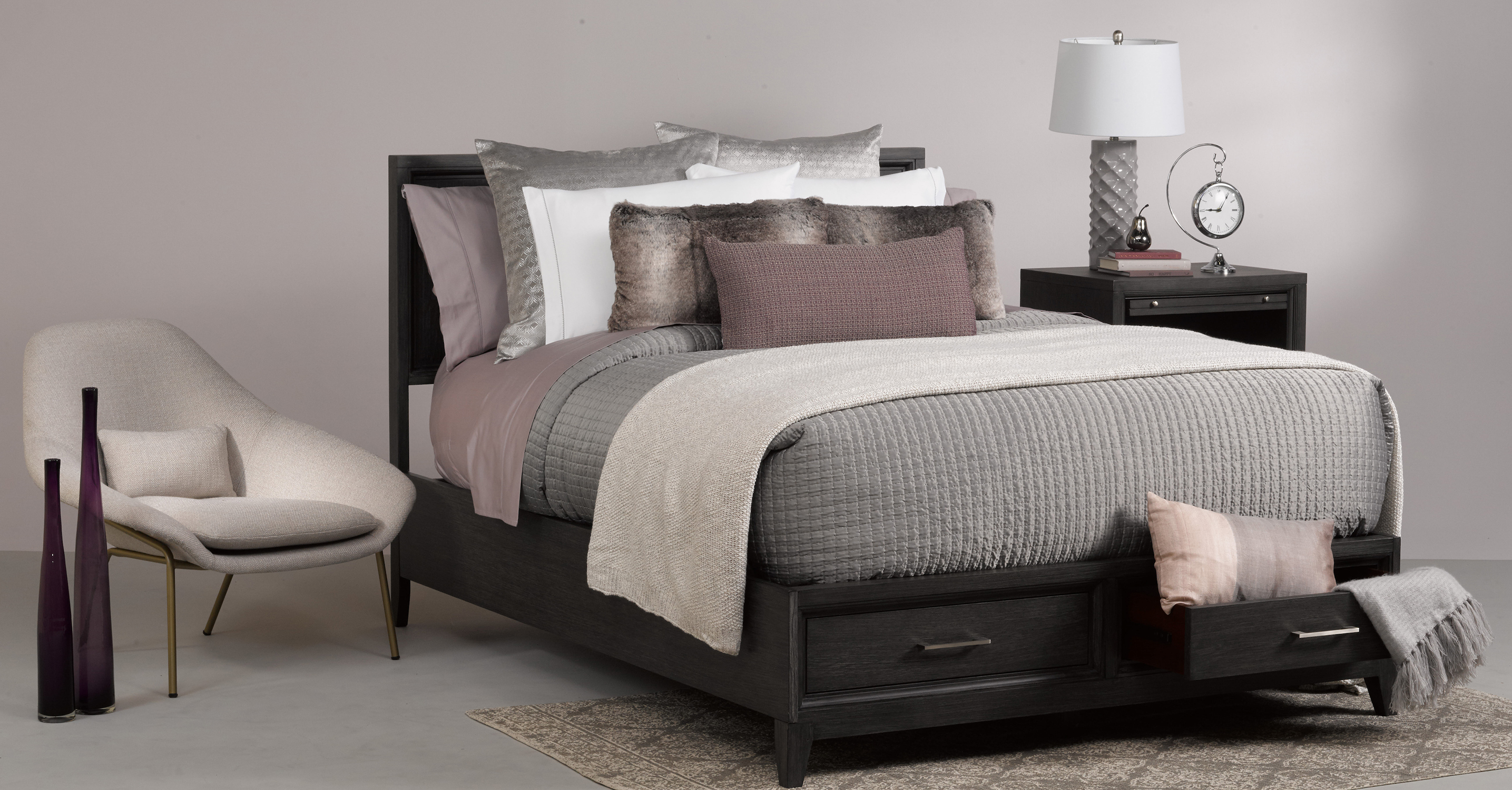 a bed that has been style by a photo stylist