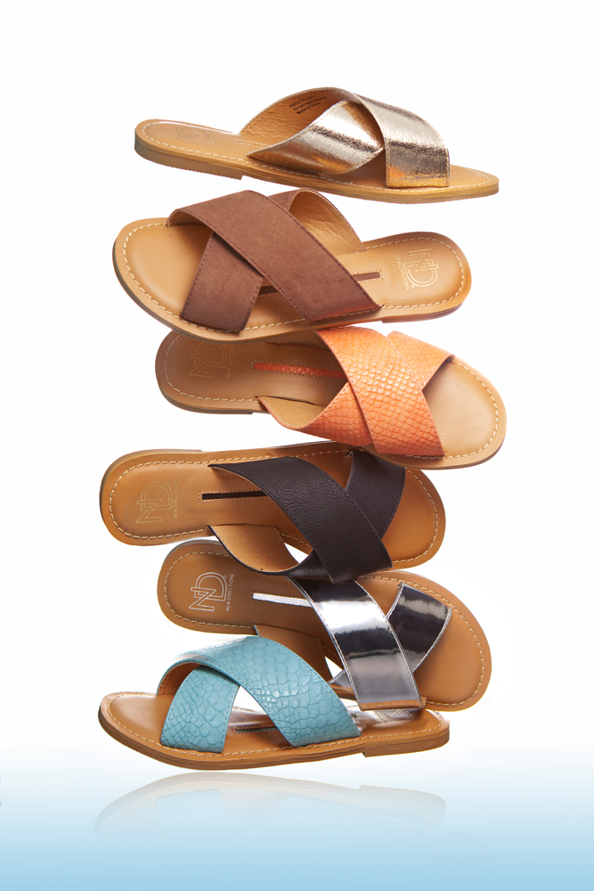 Sandals that have been style by a professional footwear photo stylist