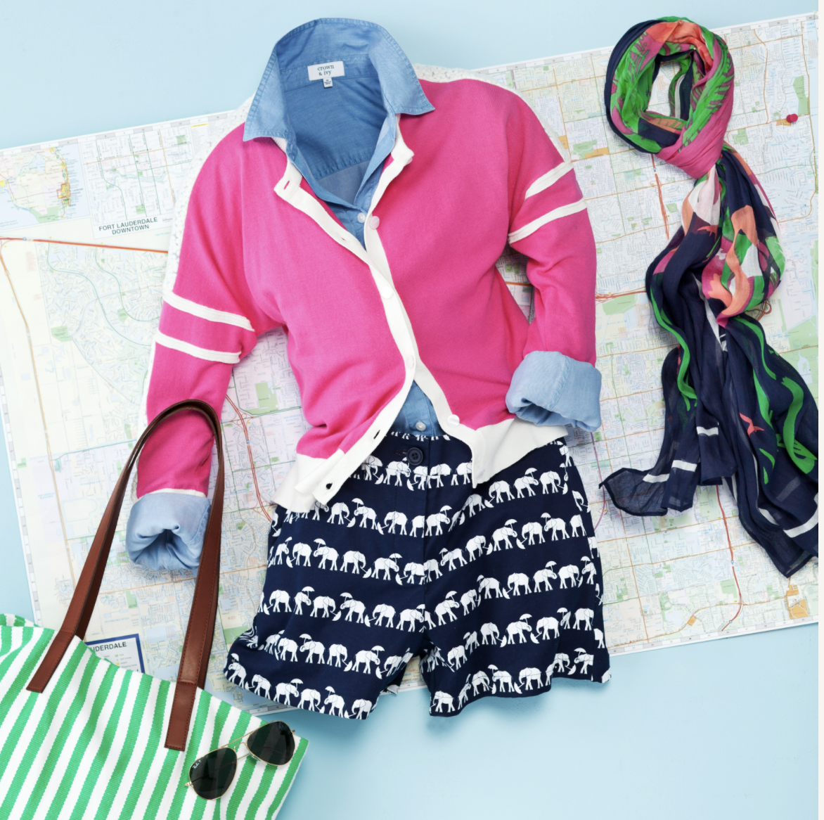 women's summer outfit professionally displayed by an apparel photo stylist