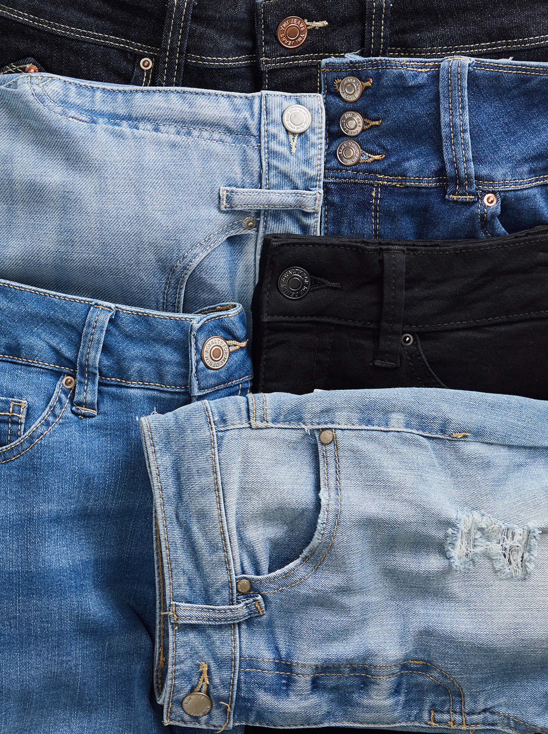 Women's jeans professionally displayed by an apparel photo stylist