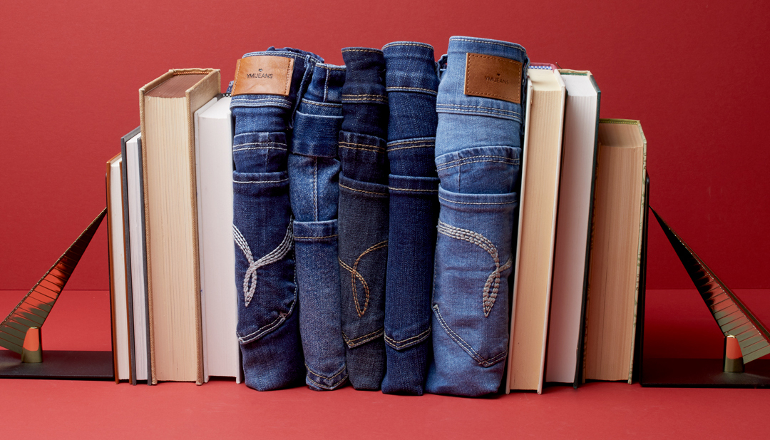 Jeans arranged by a professional apparel photo stylist