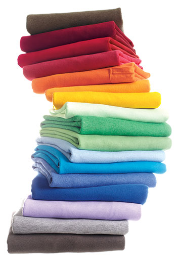 colorful shirts styled by a professional apparel photo stylist